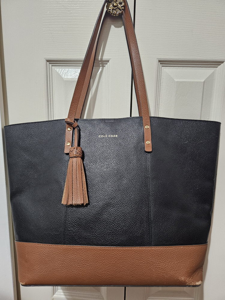 Cole Haan Black & Brown Leather Tote Bag