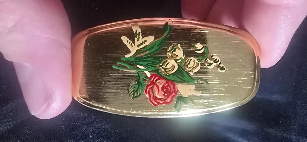 Vintage Gold Tone Floral Ring with Mirror thumbnail