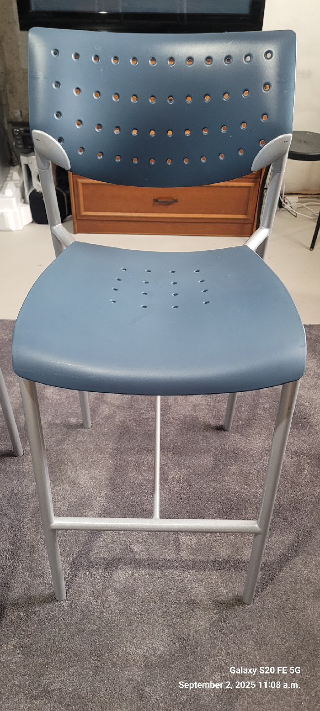 (2) Keilhauer Blue Bar Plastic Stool with Silver Legs - photo 2
