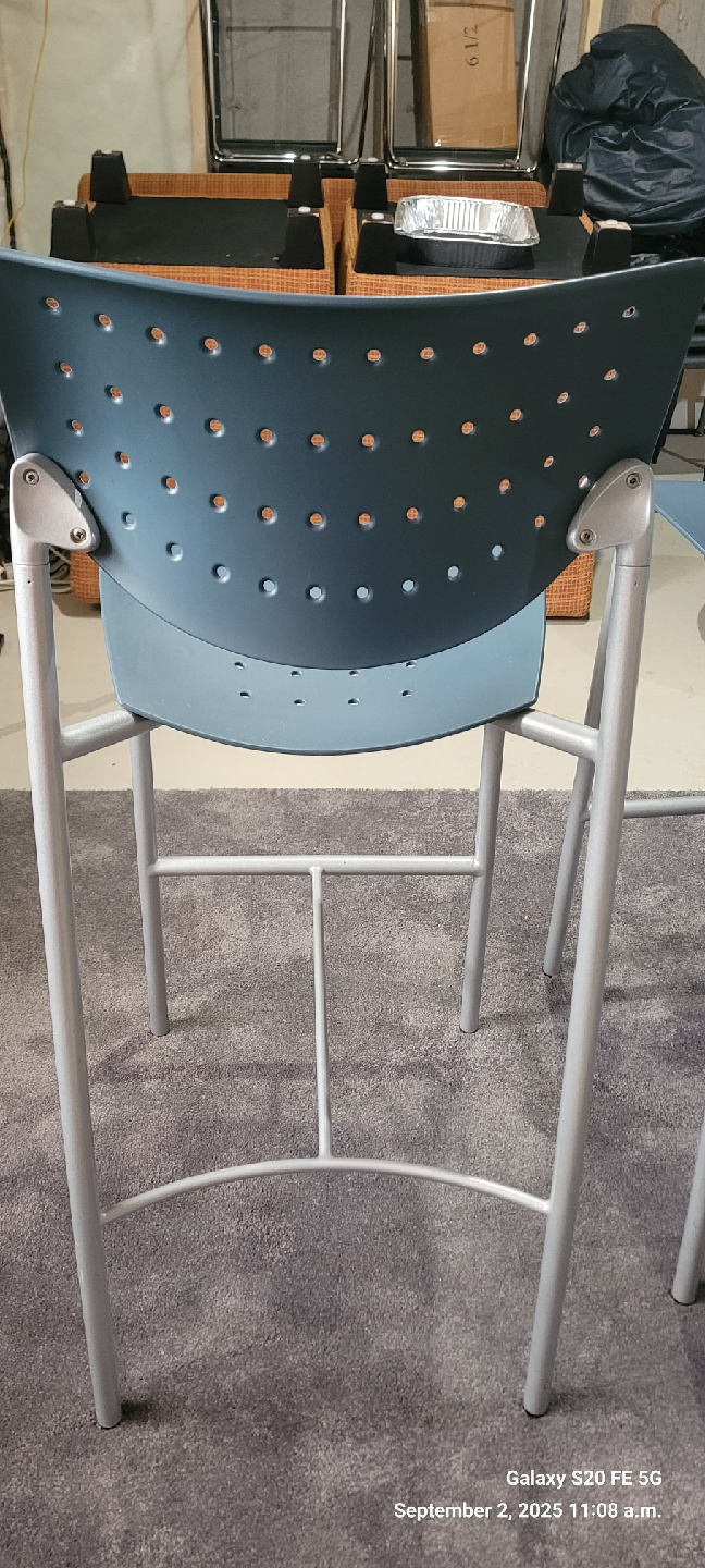 (2) Keilhauer Blue Bar Plastic Stool with Silver Legs - photo 4