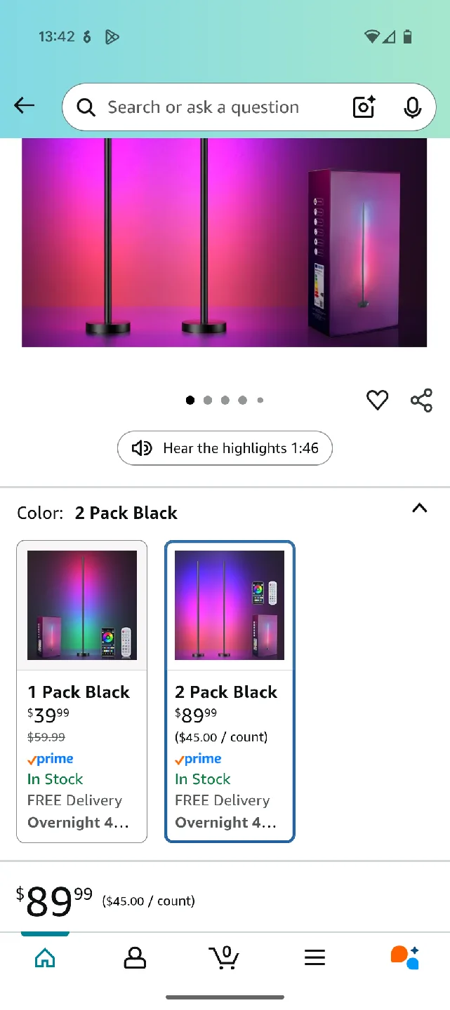 Adjustable Dynamic Colorful Lighting Floor Lamp - New in Box! 🥕 image indicator(5)