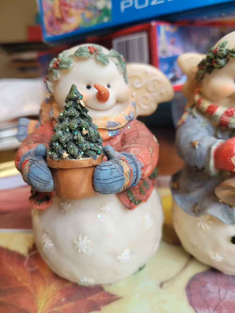 Set of 3 Snowman Angel Figurines thumbnail