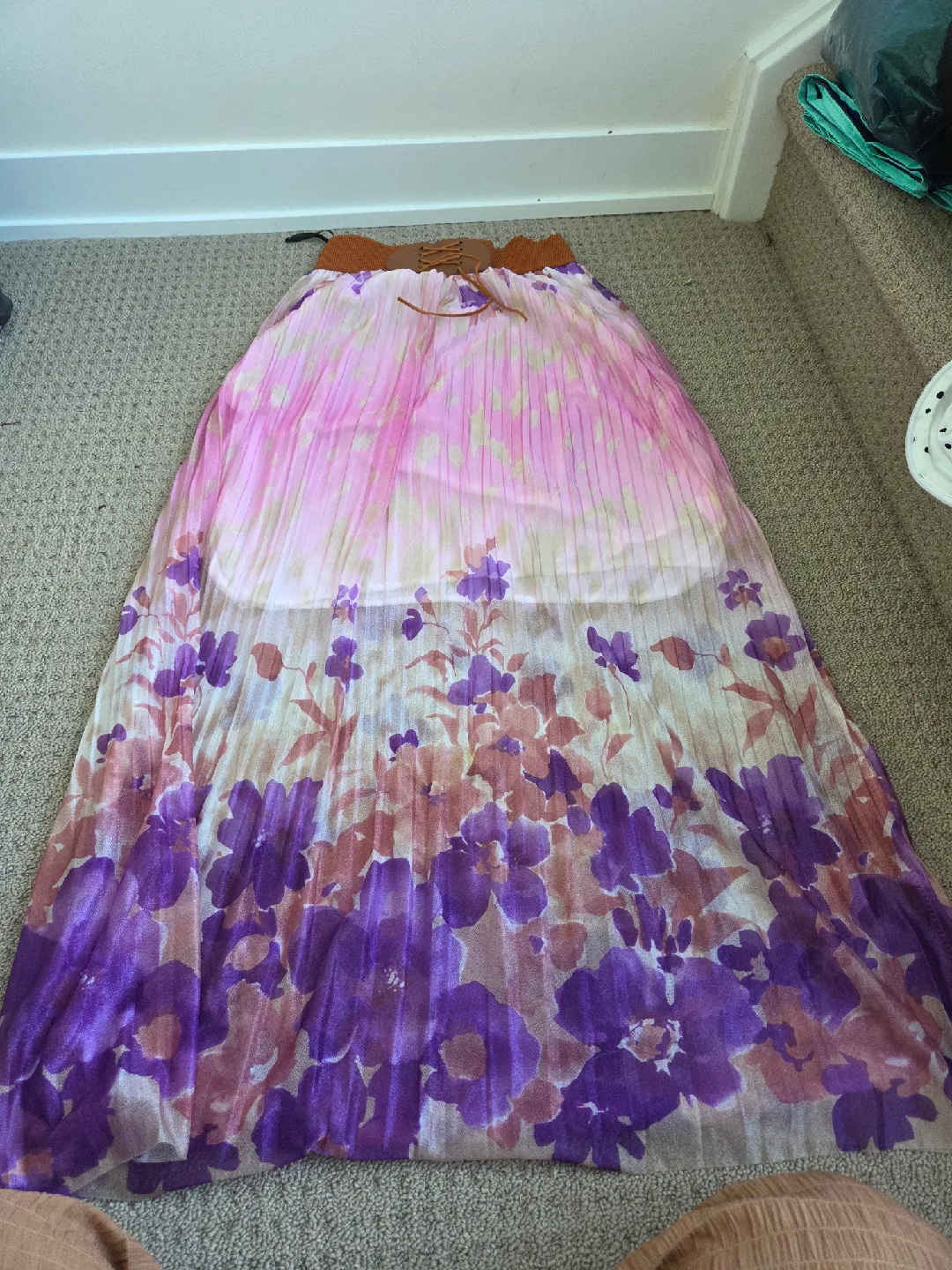 Floral Maxi Skirt with Belt thumbnail
