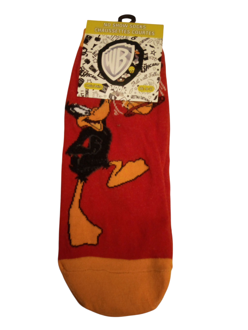 Looney Tunes Daffy Duck No Show Socks (Size W 9-11)