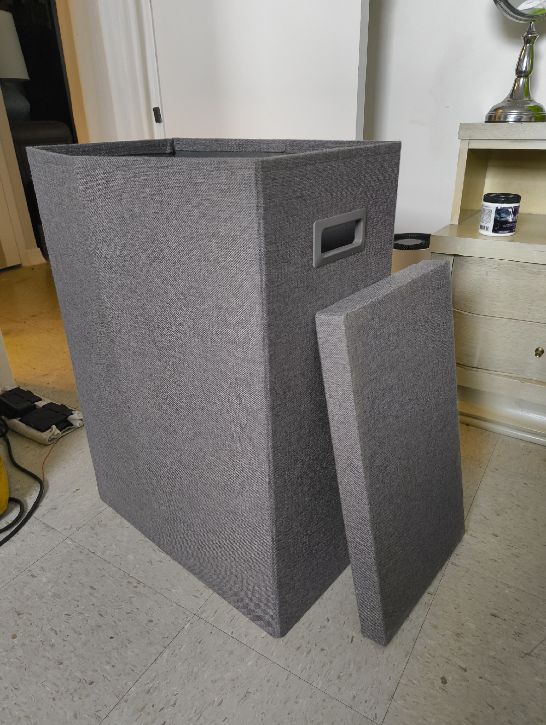 🥕 Grey Fabric Laundry Hamper with Lid - photo 3
