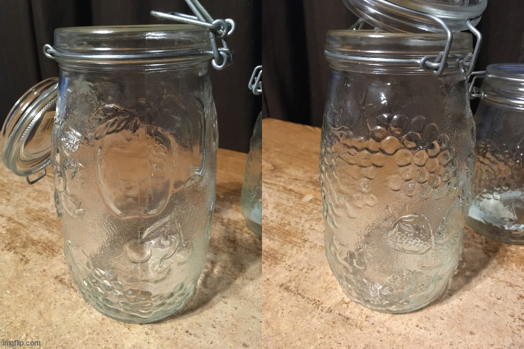 two Wheaton Glass Mason jars 1L & 1.5L embossed fruits - photo 3
