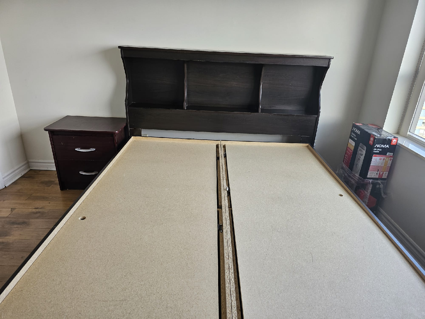 Queen Size Bed Frame with Storage Headboard