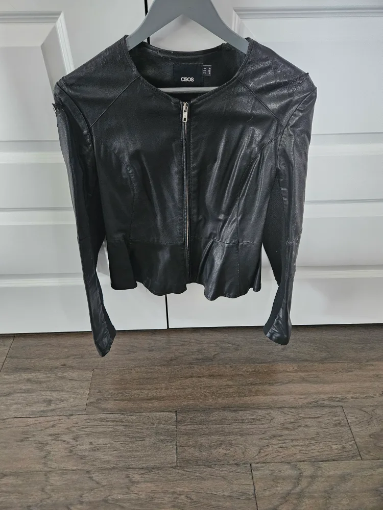 ASOS Black Faux Leather Jacket thumbnail