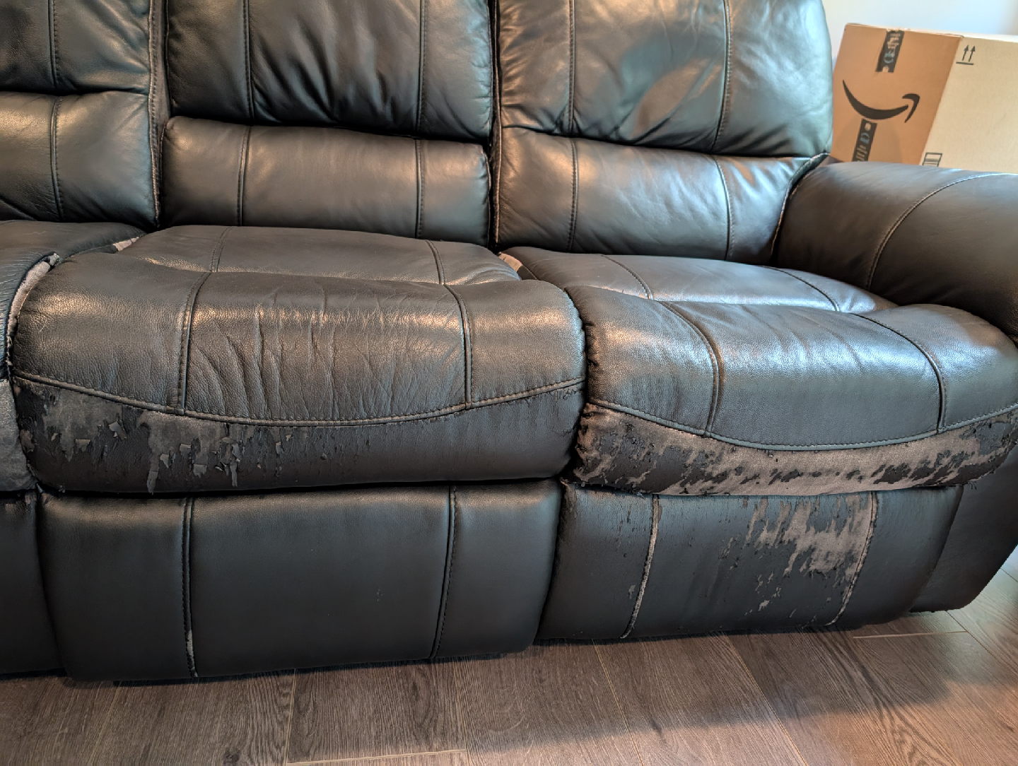 Black Leather Reclining 3 Seater Sofa, Loveseat & Chair Set - photo 3