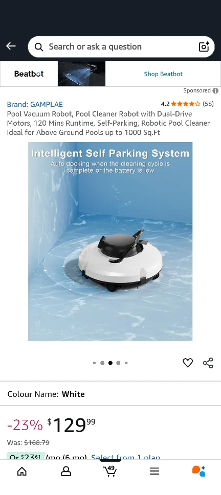 GAMPLAE Pool Cleaner Robot - White image indicator(4)