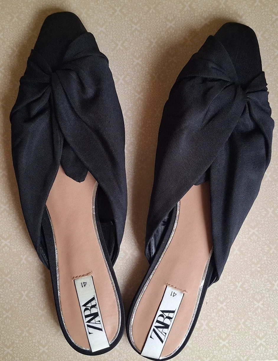 Zara Black Knot Detail Mules - Size 10 thumbnail