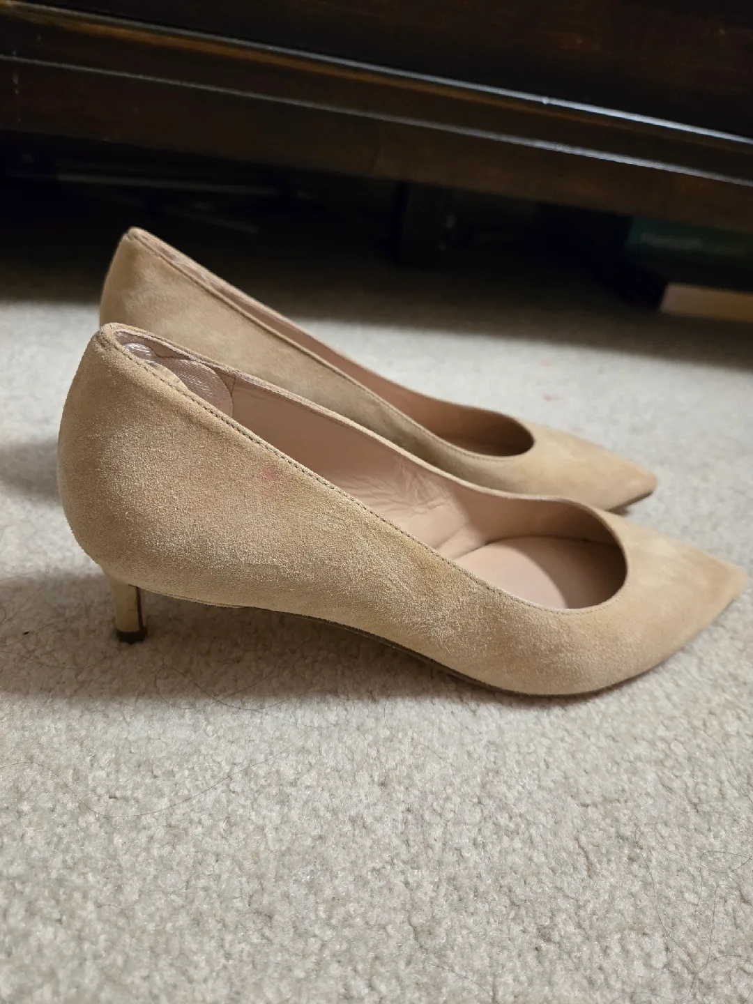 Stuart Weitzman Suede Kitten Heel Pumps image indicator(2)
