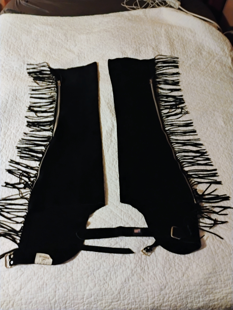Whitman Black Suede Leather Chaps