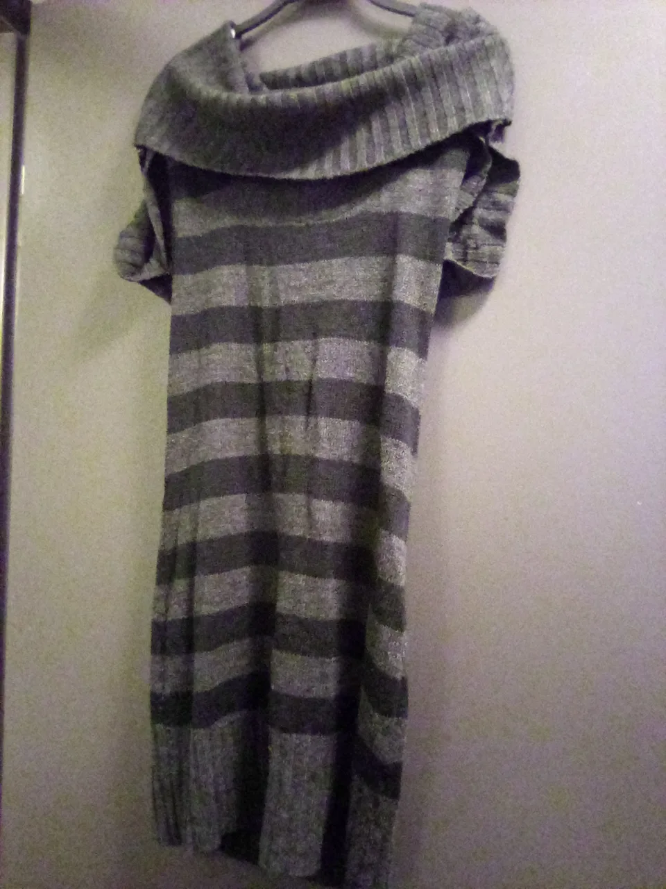 Seductions Brand Grey and Black Striped Sweater Dress! 👗 thumbnail