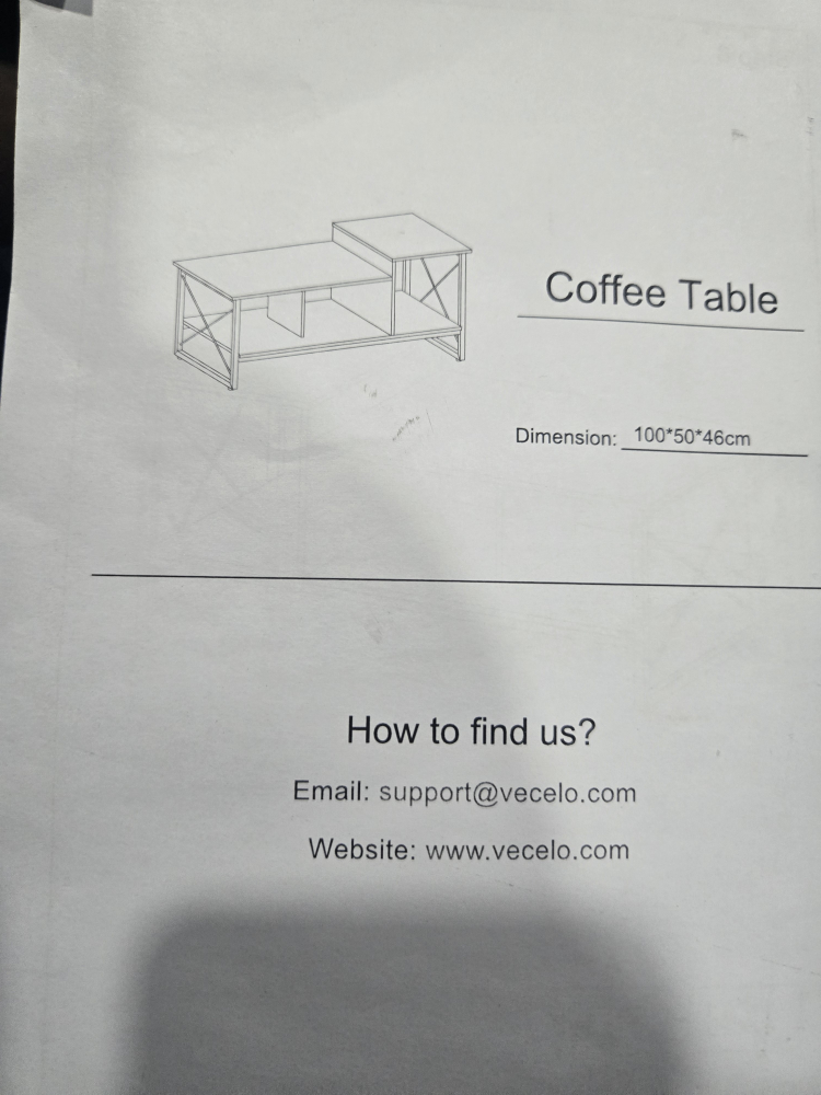 Vecelo Coffee Table - 100x50x46cm