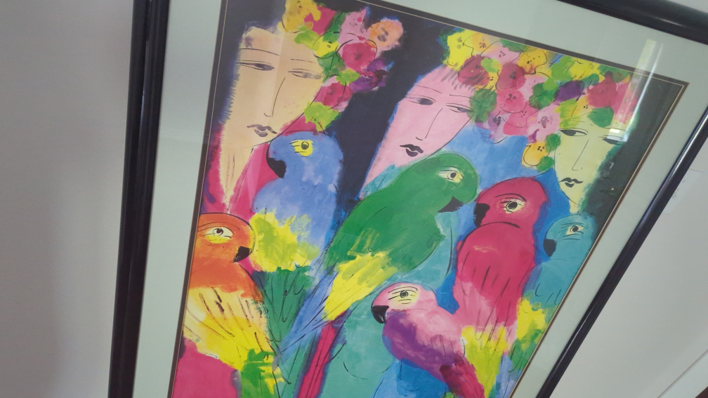 Framed Art Print with Parrots and Women - photo 2