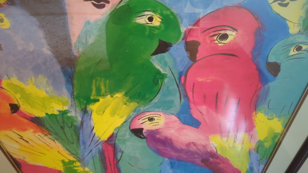 Framed Art Print with Parrots and Women - photo 3