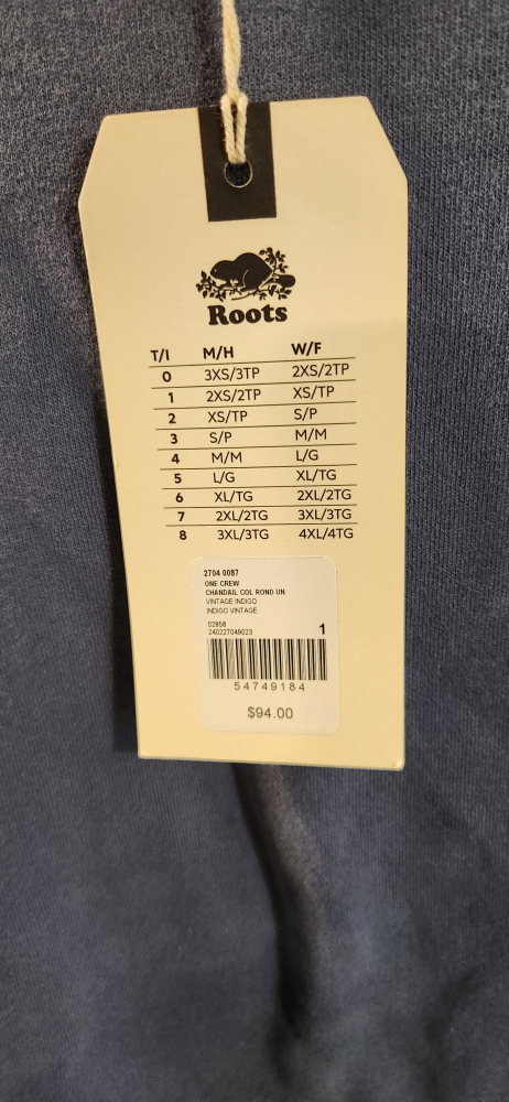 Roots One Crew Sweatshirt - Vintage Indigo - Size M - photo 3