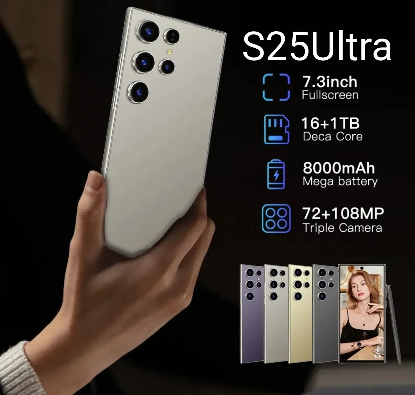 2025 New S25 Ultra Smartphones 16GB+1TB 5G Dual SIM 4K OLED image indicator(10)