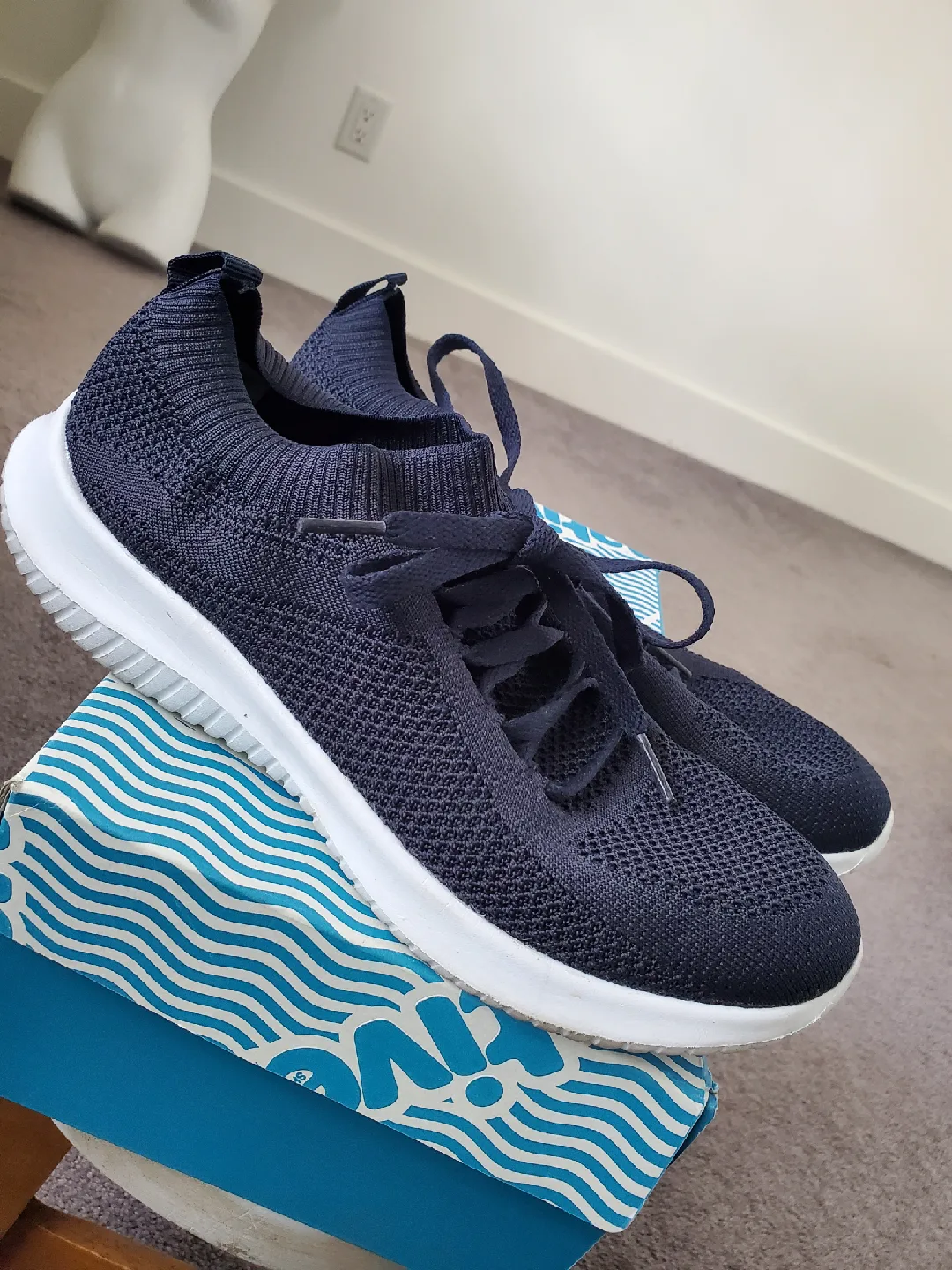 Athletic Works Navy Knit Sneakers - Size 9 thumbnail
