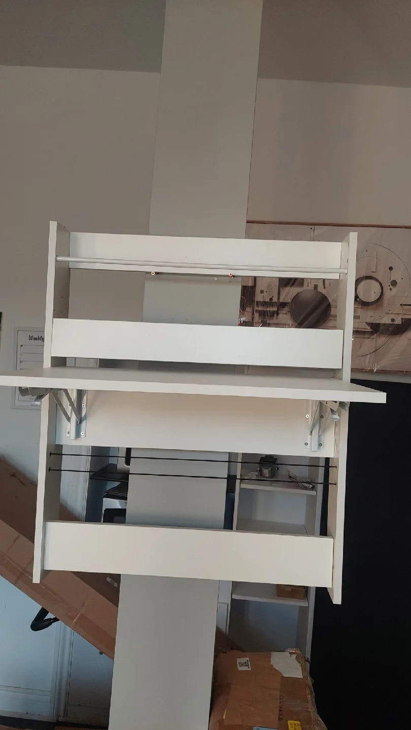 White Wall Mounted Drop Leaf Table thumbnail