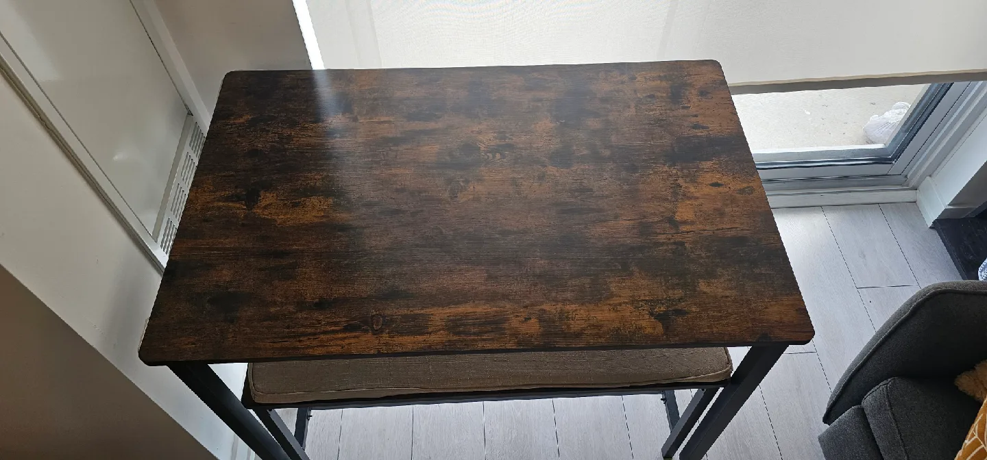 Dining Table Set with 2 Benches, Brown image indicator(3)