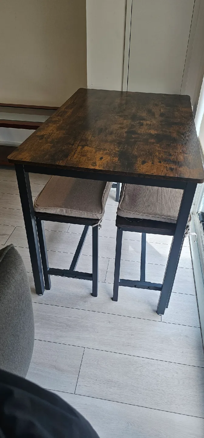 Dining Table Set with 2 Benches, Brown image indicator(5)