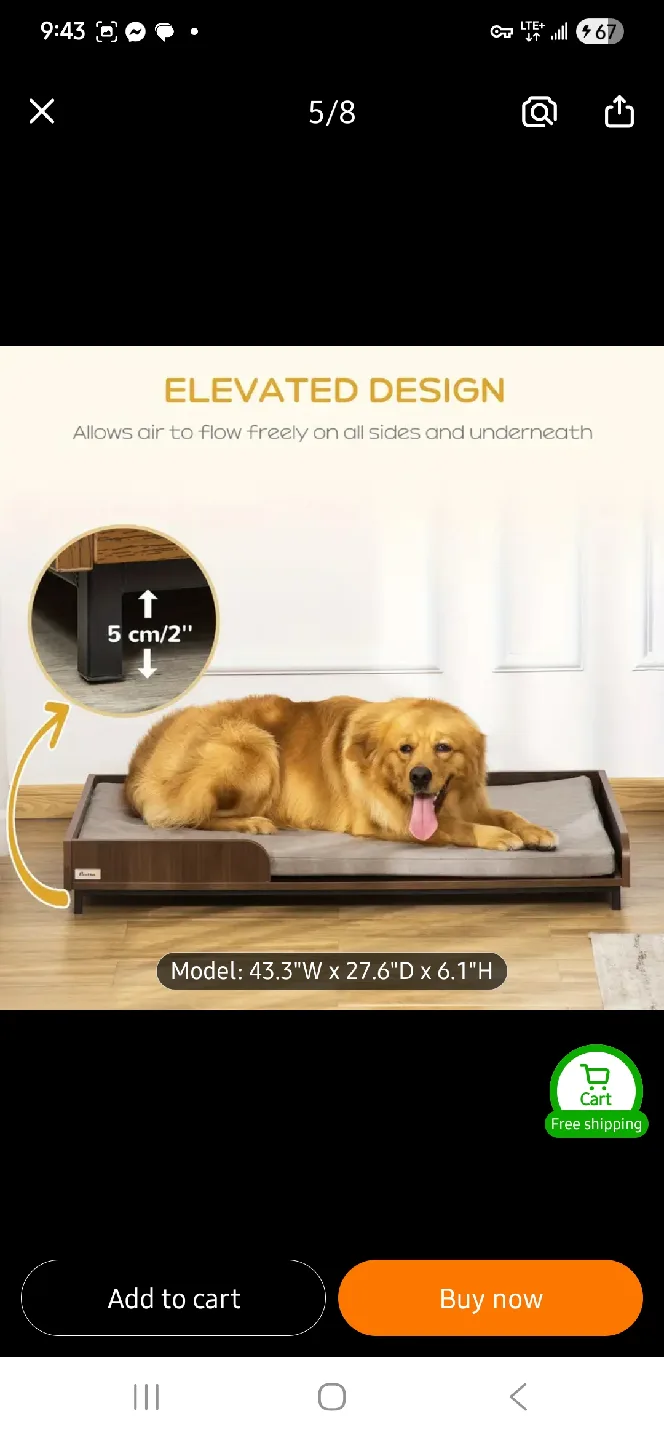NEW Large PawHut Dog Bed with Grey Cushion 🐾 image indicator(7)