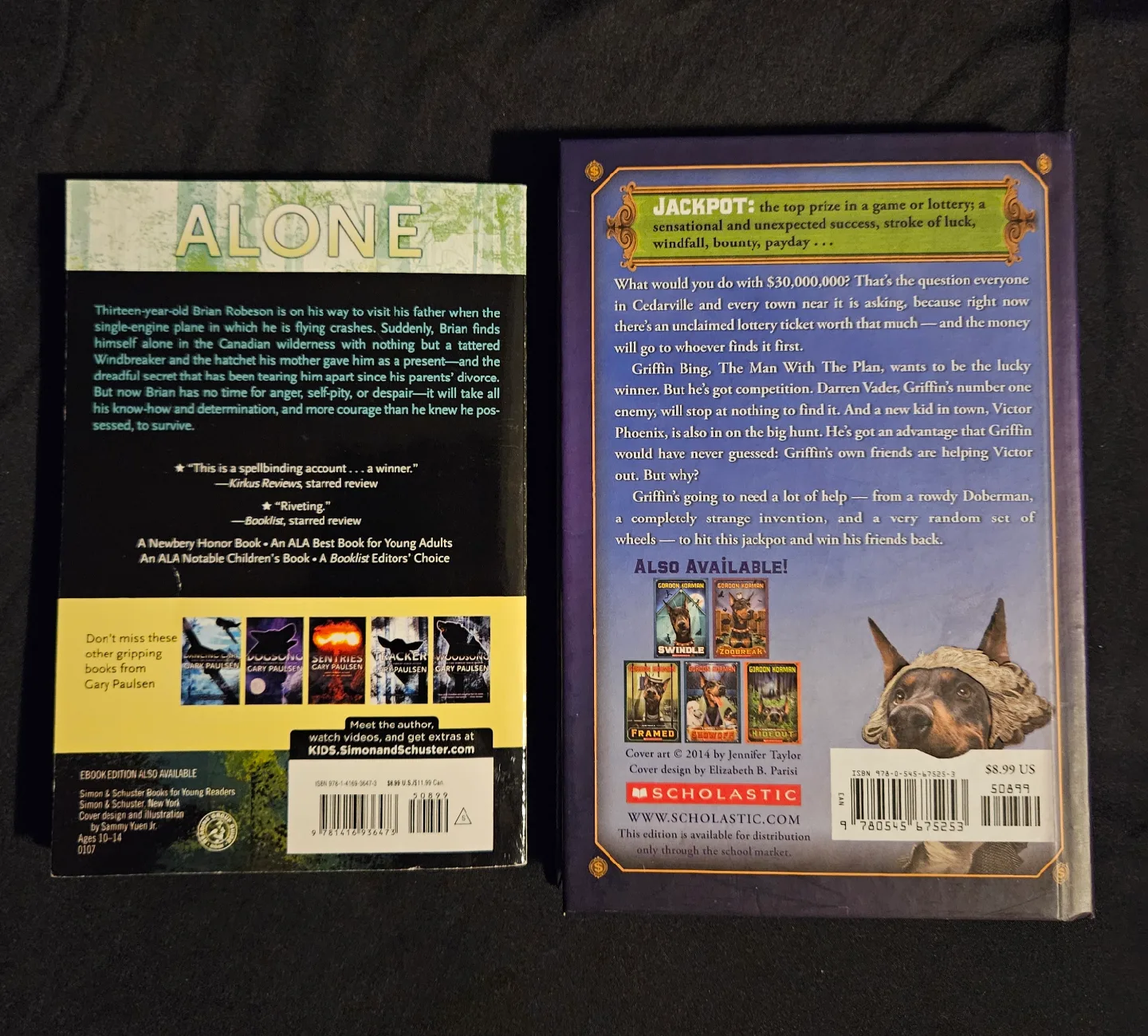 Hatchet & Jackpot Books by Gary Paulsen & Gordon Korman image indicator(2)