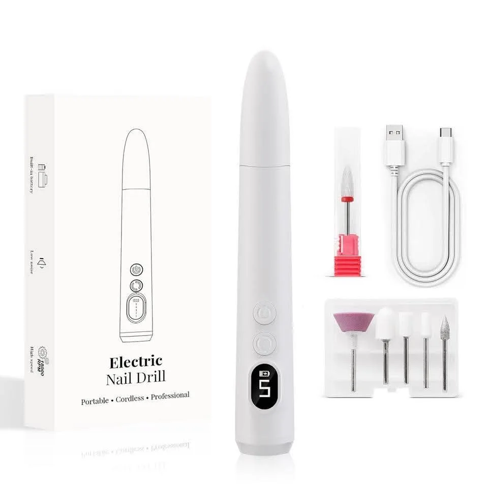 New~Cordless Electric Nail Drill Kit, 5 Speeds, 6 Bits, Light thumbnail