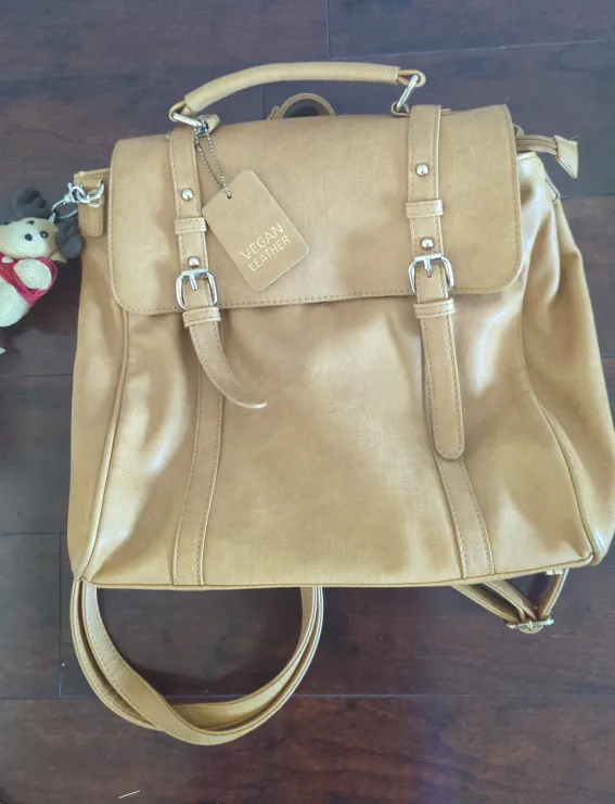 Vegan Leather Backpack - Tan thumbnail