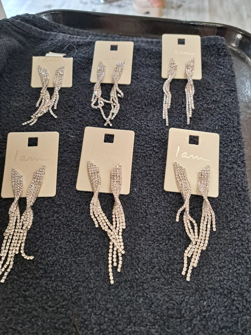 I am Rhinestone Dangle Earrings thumbnail