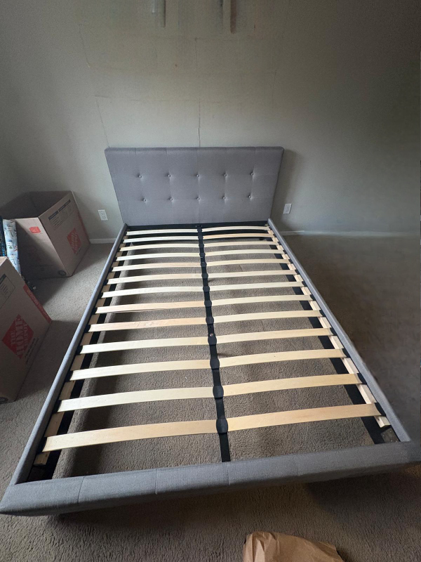Grey Upholstered Bed Frame
