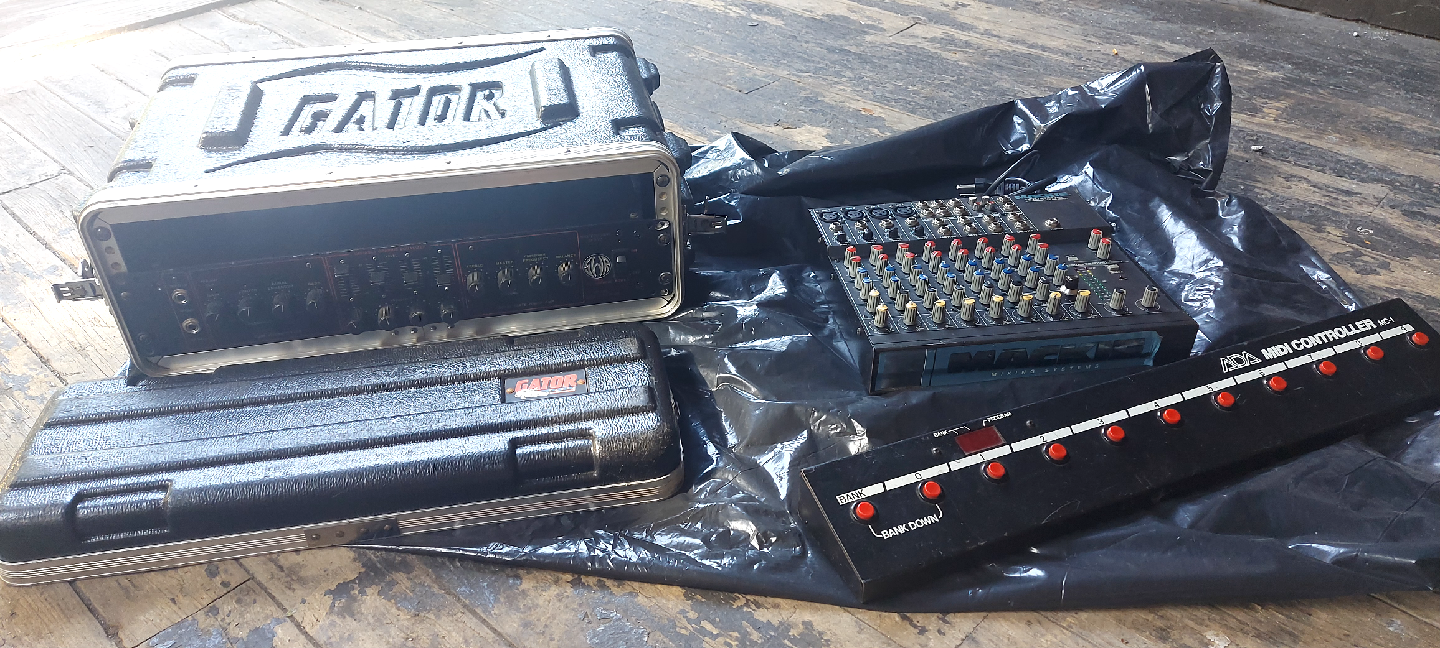 Mackie Mixer,Gator Case with SWR SM-400 Bass Amp, other