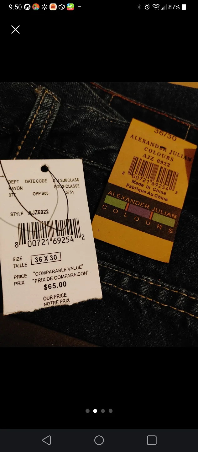 💚BRAND NEW ALEXANDER JULIAN INDIGO DENIM JEANS MENS SIZE 36 NEW image indicator(2)