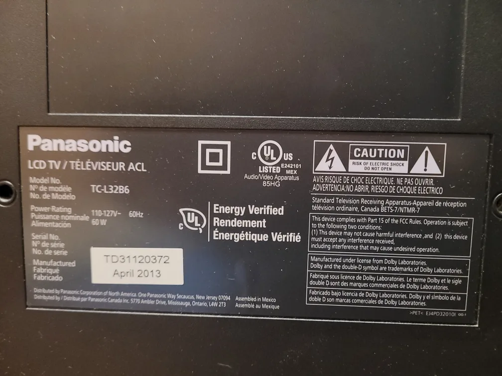 Panasonic Viera TC-L32X5 32" LCD TV🥕 image indicator(6)