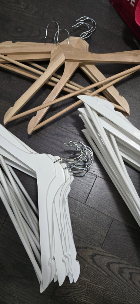 Wooden Clothes Hangers - White & Natural