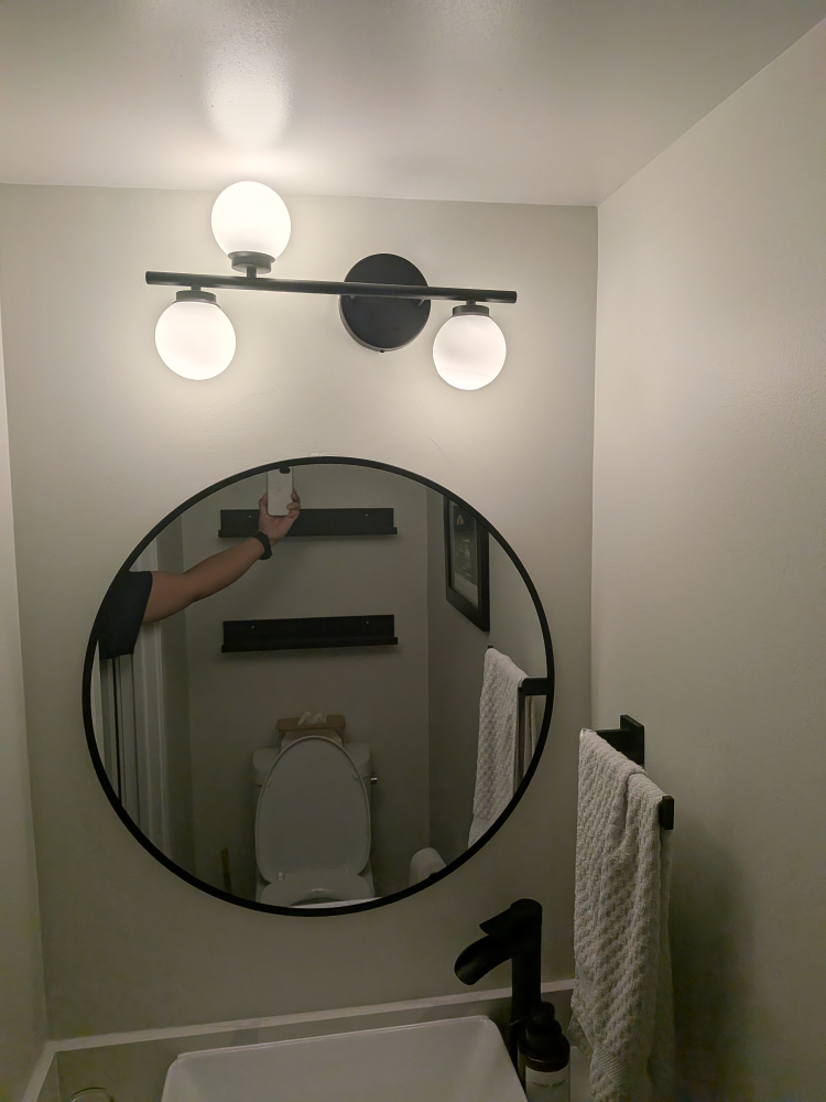 Black metal framed stylish mirror (LIKE NEW) - photo 2