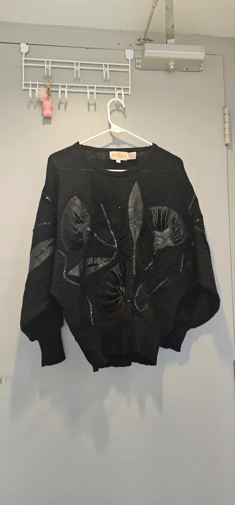 Orange Black Acrylic Sweater - Size L thumbnail