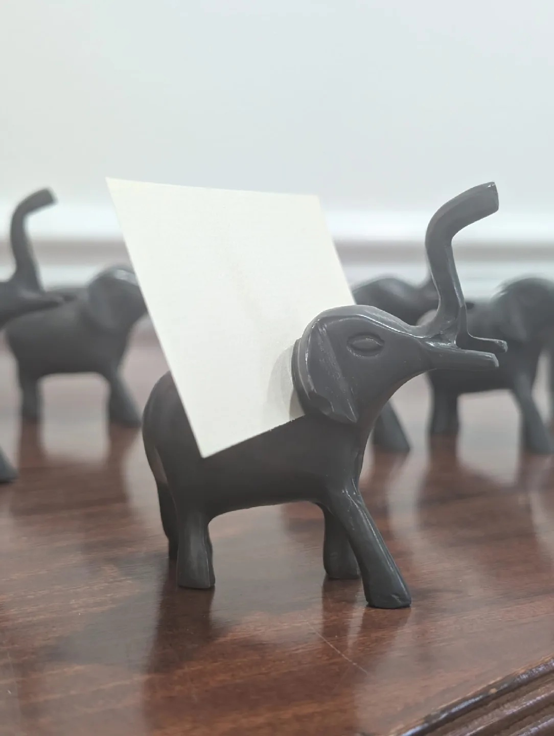 Set of 8 Iron Elephant Name Place Card Holders image indicator(9)