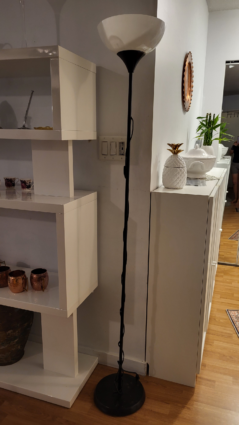 Black Floor Lamp with White Shade