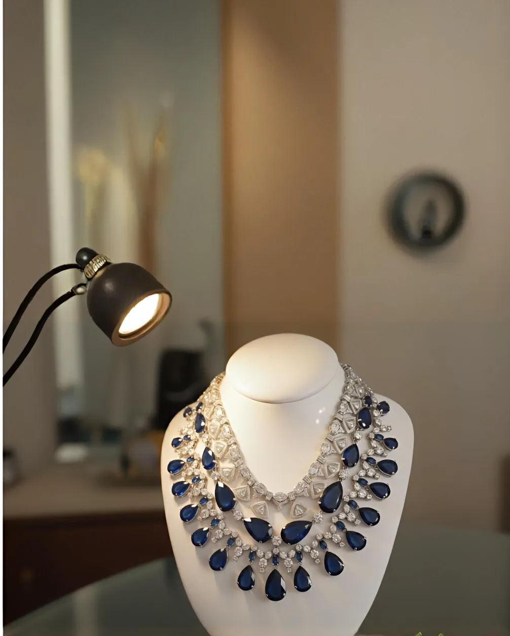 Statement Necklace with Blue Stones