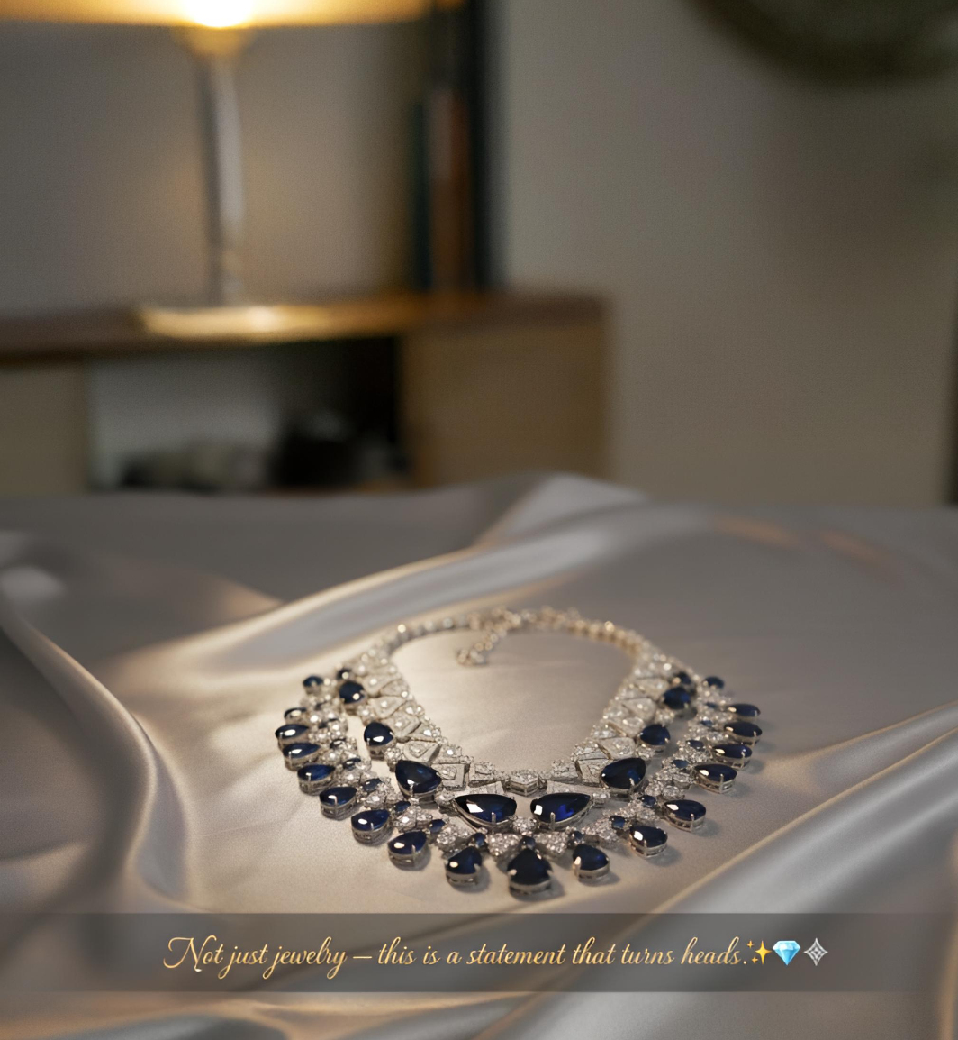 Statement Necklace with Blue Stones - photo 2