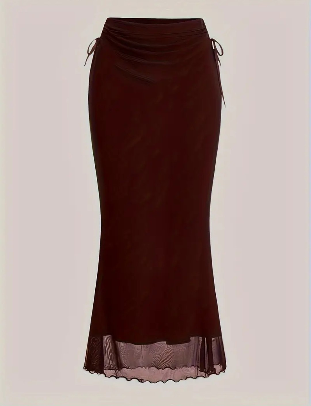 Brand new Shein Brown Ruched Mesh Midi Skirt