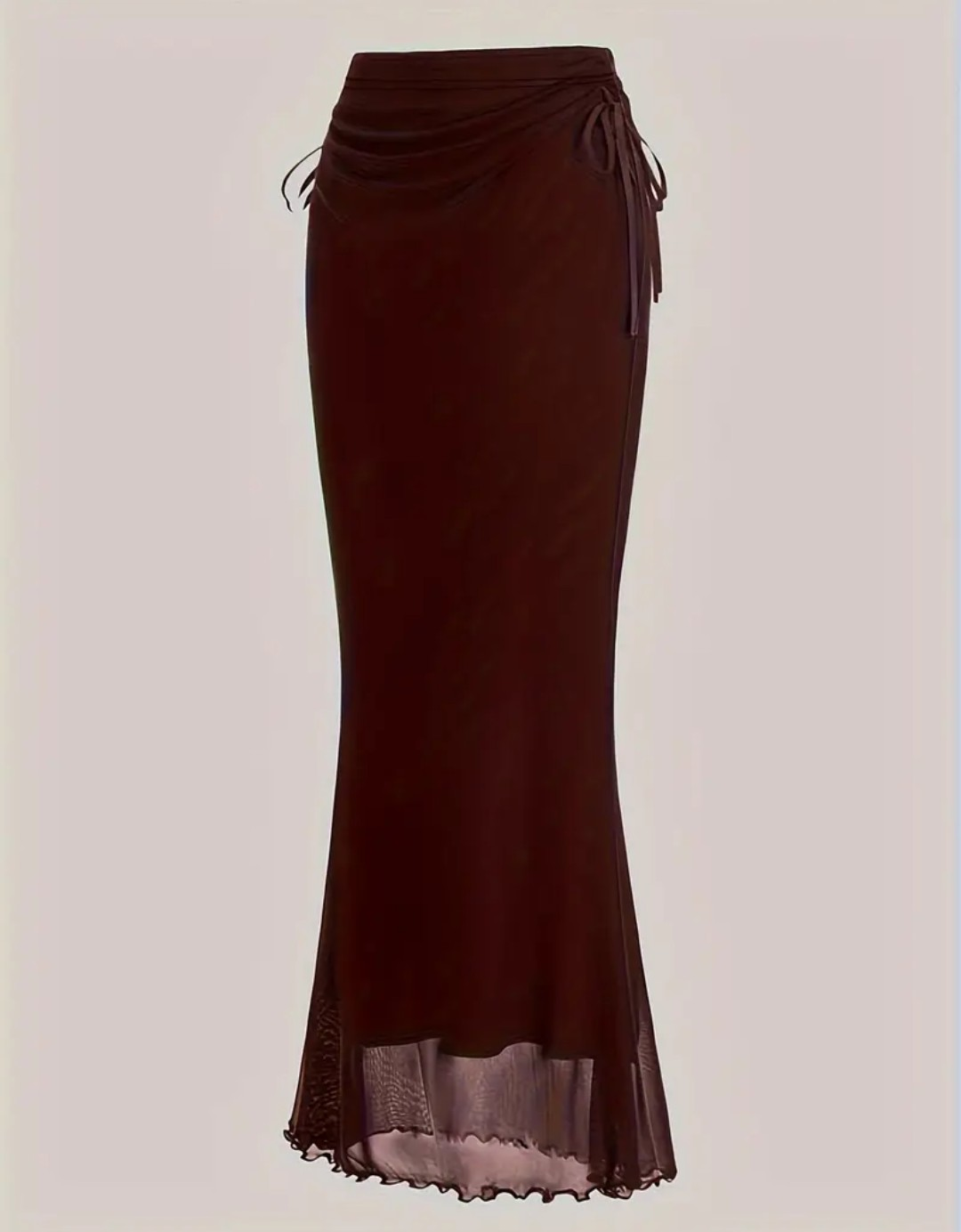 Brand new Shein Brown Ruched Mesh Midi Skirt - photo 2