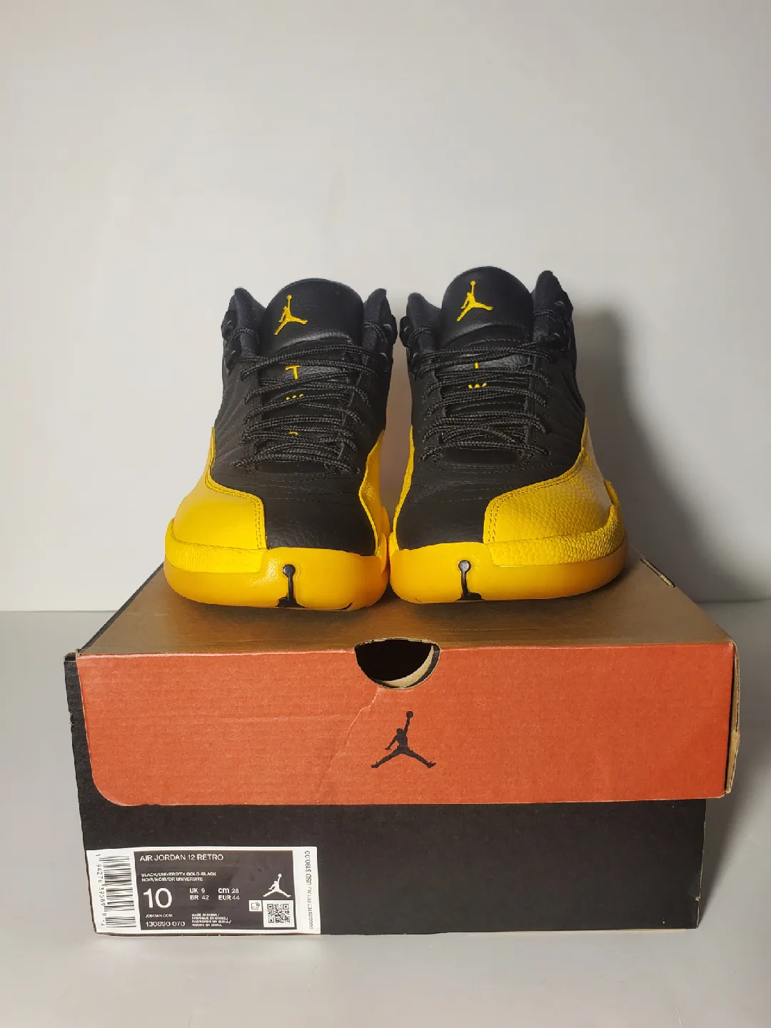 Jordan 12 Retro Black University Gold W/Box 130690-070 S 10 image indicator(2)