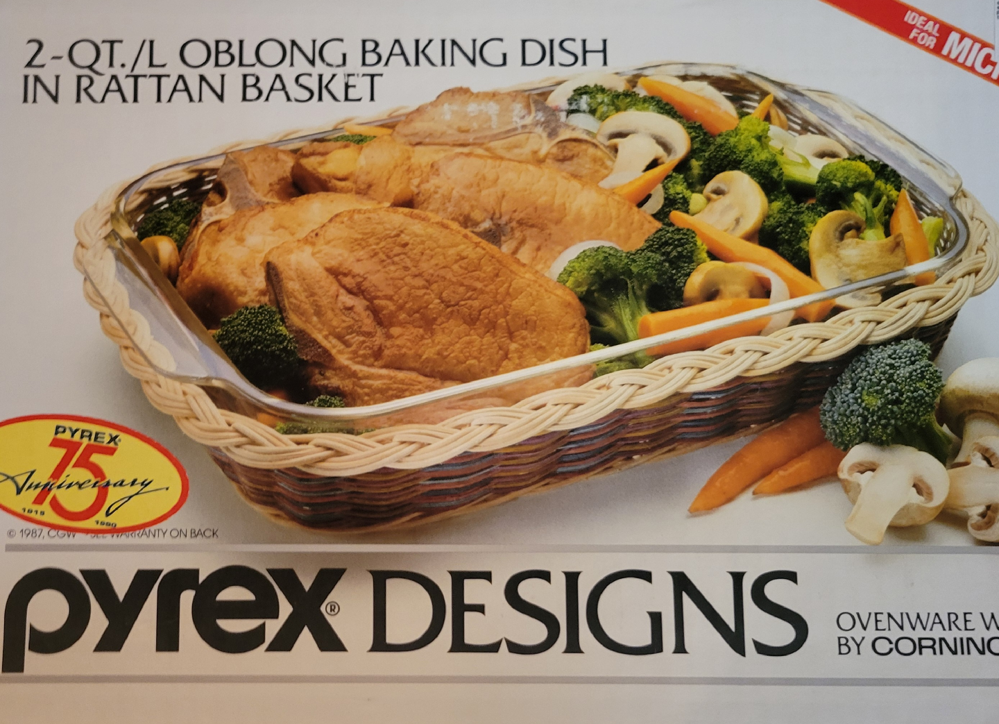 Pyrex 2-QT Oblong Baking Dish in Rattan Basket
