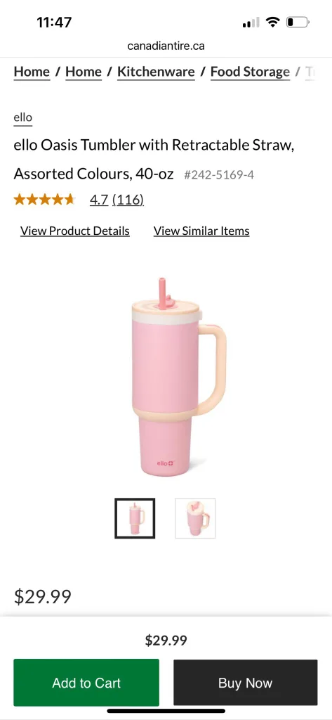 Ello Oasis Tumbler with Retractable Straw - NEW image indicator(5)