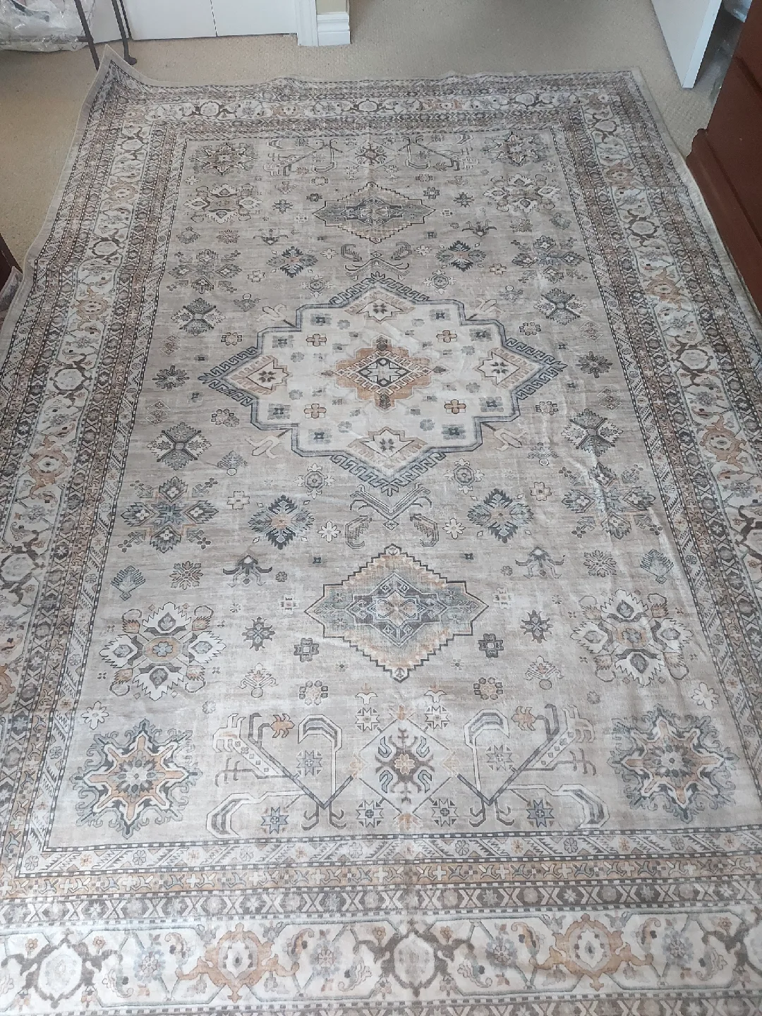 Area Rug washable Beige/Grey 6ft ×9ft brand new thumbnail