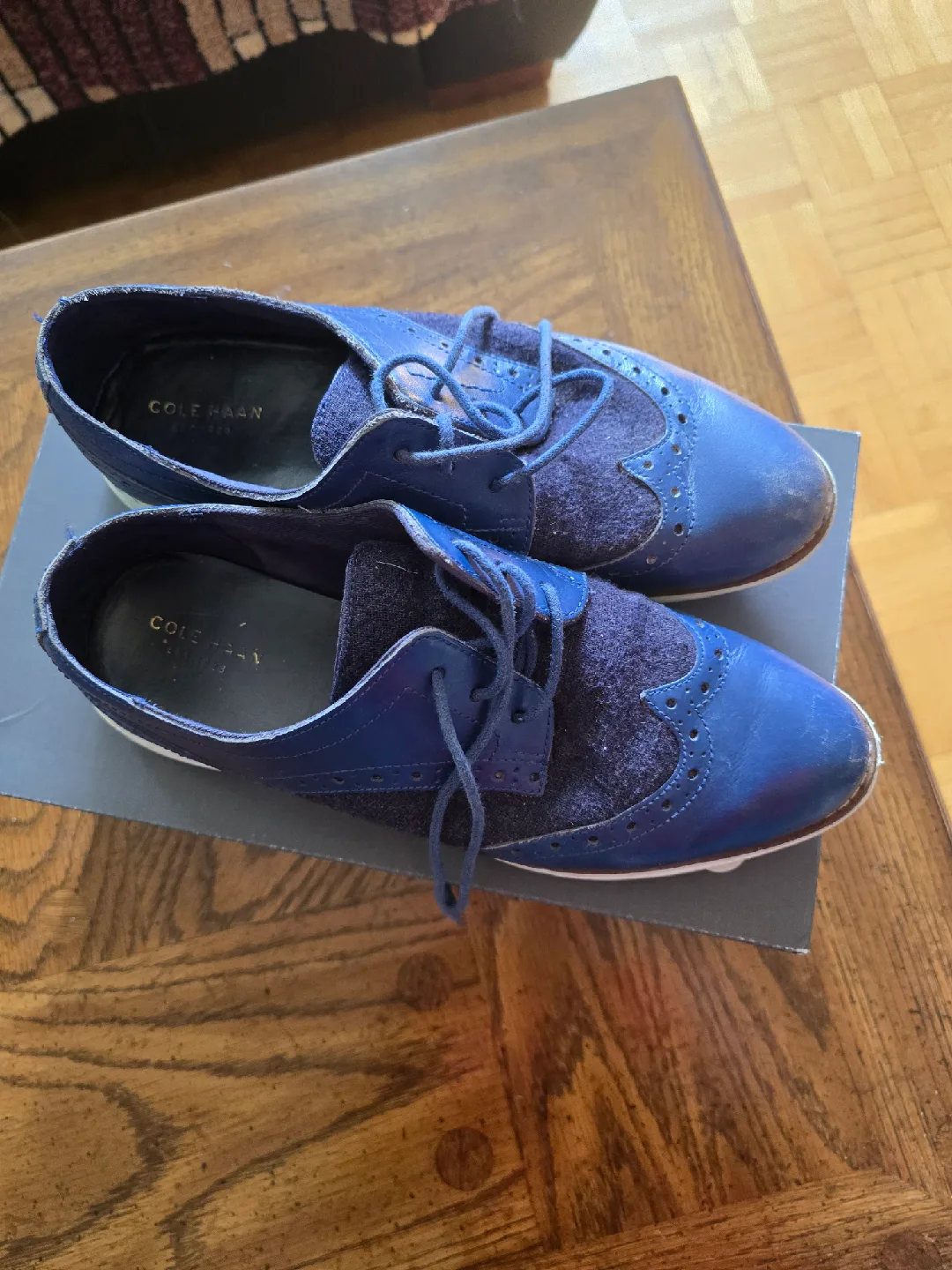 Cole Haan Blue Leather Wingtip Oxfords thumbnail